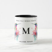 Farbige Hummingvogel-Monogramm mit Name Tasse (Zentrum)