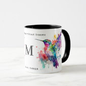 Farbige Hummingvogel-Monogramm mit Name Tasse (VorderseiteRechts)