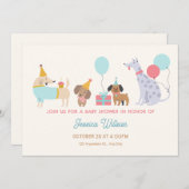 Farbige Hunde Babydusche Einladung (Vorne/Hinten)