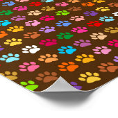 Farbige Hunde Katze Tierpaw-Drucke Poster (Ecke)