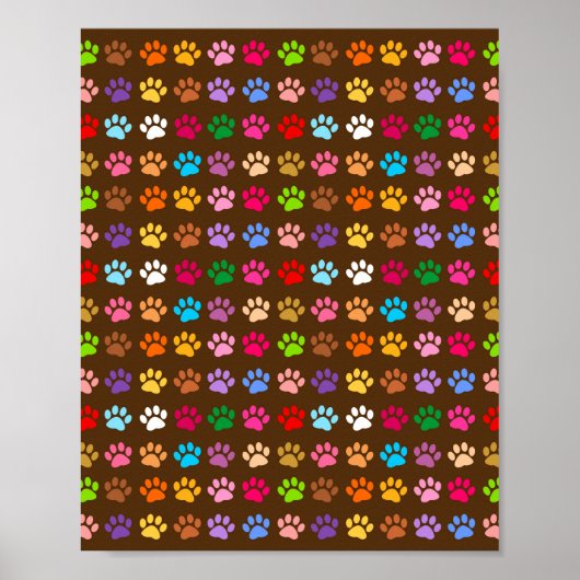 Farbige Hunde Katze Tierpaw-Drucke Poster (Vorne)