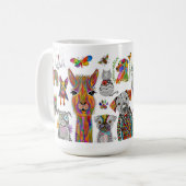 Farbige Hunde, Katzen und Tasse des Tiersortiments (Vorderseite Links)