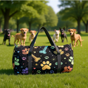 Farbige Hundeknochen Pfotenabdruck Monogramm Perso Duffle Bag