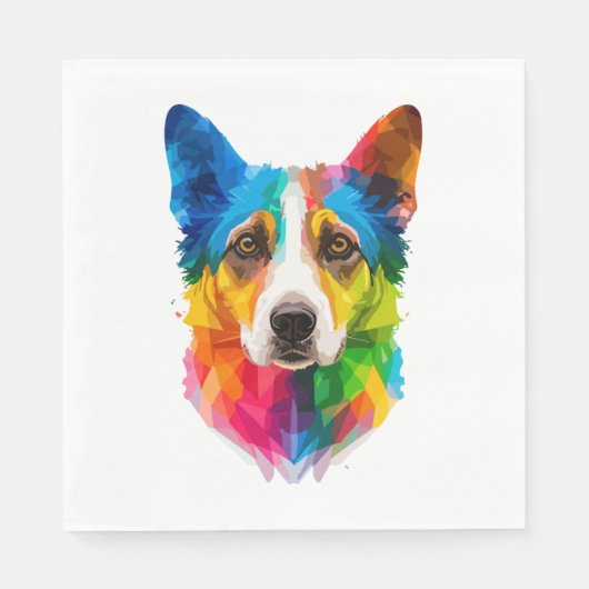 Farbige Hundekunst Serviette (Vorderseite)