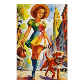 Farbige Hundewander-Duo Poster