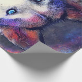 Farbige Husky Hund Kunst Geschenkpapier (Ecke)