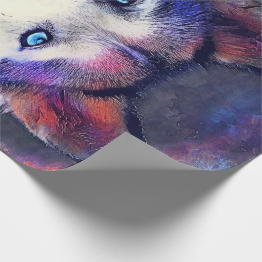 Farbige Husky Hund Kunst Geschenkpapier (Ecke)