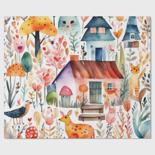 Farbige Hütte Geschenkpapier (Flach)