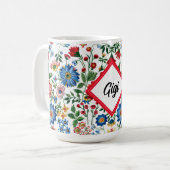 Farbige Hütte-Kern-Blume Kaffeetasse (Vorderseite Links)