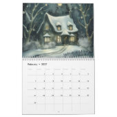 Farbige Hütten im Waldkalender Kalender (Feb 2027)