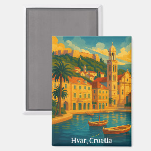 Farbige Hvar Kroatien Vintage Reise Kunst Magnet