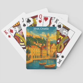 Farbige Hvar Kroatien Vintage Reise Kunst Spielkarten