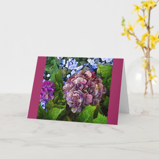 Farbige Hydrangea-Blume Karte (Gelbe Blume)