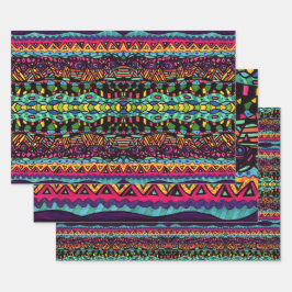 Farbige Hypnotische Muster geometrischer Art Geschenkpapier Set