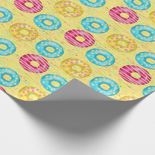 Farbige Iced Donuts Geburtstag Geschenkpapier (Ecke)