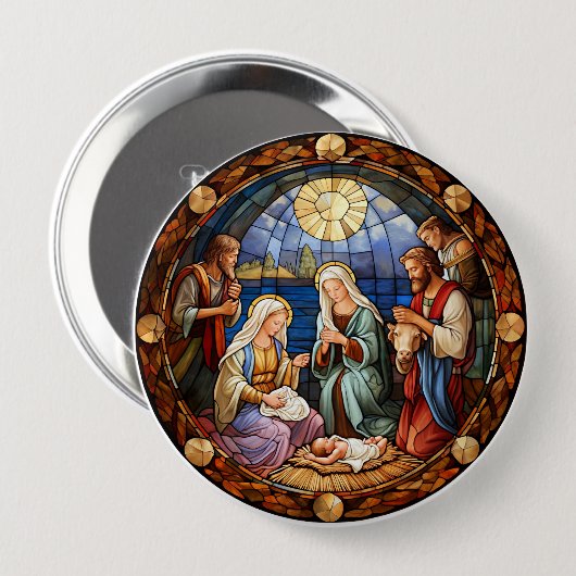 Farbige Illustration der Weihnachtsgeschichte, Button (Vorne & Hinten)