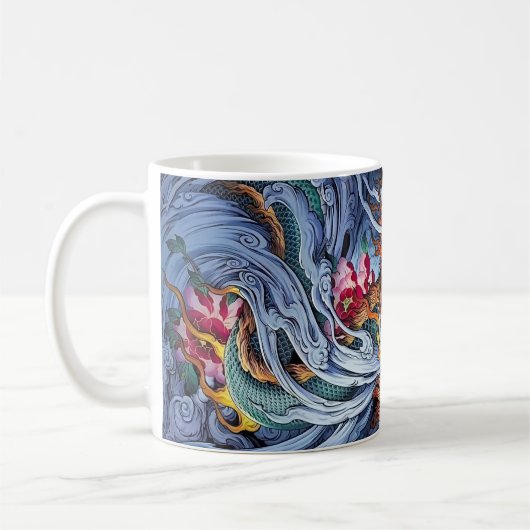 Farbige Illustration des mythischen Drachens aus C Kaffeetasse (Links)