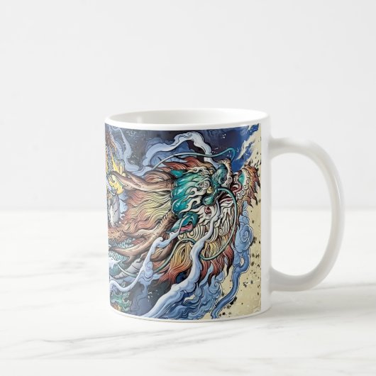 Farbige Illustration des mythischen Drachens aus C Kaffeetasse (Rechts)