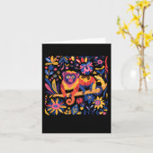 Farbige Illustration eines Affen Karte (Gelbe Blume)