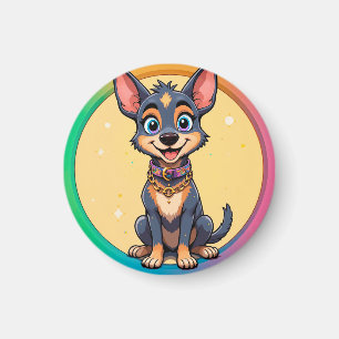 Farbige Illustration eines glücklichen Hundes sitz Magnet