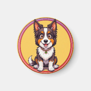 Farbige Illustration eines glücklichen Hundes sitz Magnet