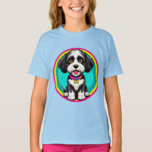 Farbige Illustration eines glücklichen Hundes sitz T-Shirt