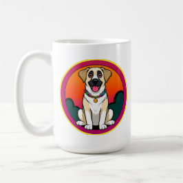 Farbige Illustration eines lächelnden Hundes Kaffeetasse