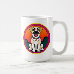 Farbige Illustration eines lächelnden Hundes Kaffeetasse