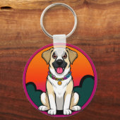 Farbige Illustration eines lächelnden Hundes Schlüsselanhänger (Vorderseite)