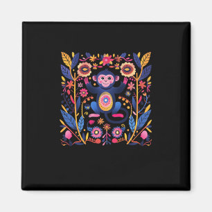 Farbige Illustration eines Niedlichen Affen in ein Magnet