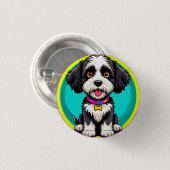 Farbige Illustration glücklicher Hunde Button (Vorne & Hinten)