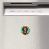 Farbige Illustration glücklicher Hunde Magnet (In Situ (Geschirrspüler))