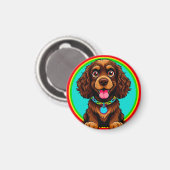 Farbige Illustration glücklicher Hunde Magnet (Vorderseite/Rückseite)