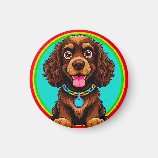 Farbige Illustration glücklicher Hunde Magnet (Vorne)