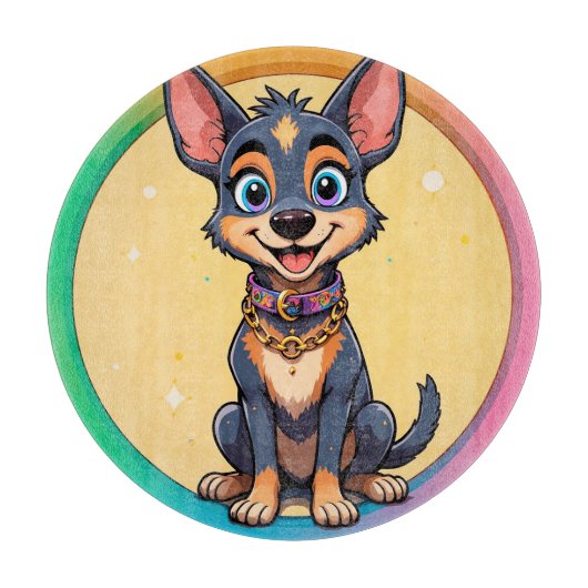 Farbige Illustration glücklicher Hunde Schneidebrett (Vorderseite)