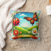 Farbige Illustration von Schmetterling, Ladybug, F Kissen (Decke)