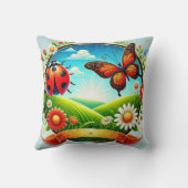 Farbige Illustration von Schmetterling, Ladybug, F Kissen (Rückseite)