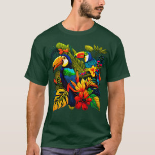 Farbige Illustration von tropischen Tukanen T-Shirt