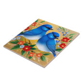 Farbige Illustration von zwei blauen Vögeln Fliese (Seite)