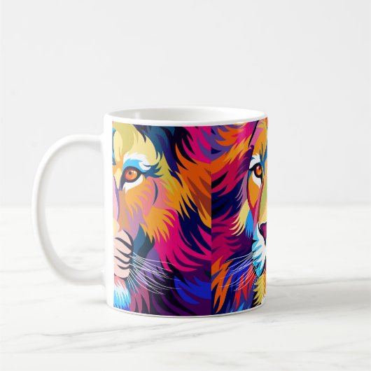 farbige Illustrationen, ein Löwe, einfaches Design Kaffeetasse (Links)