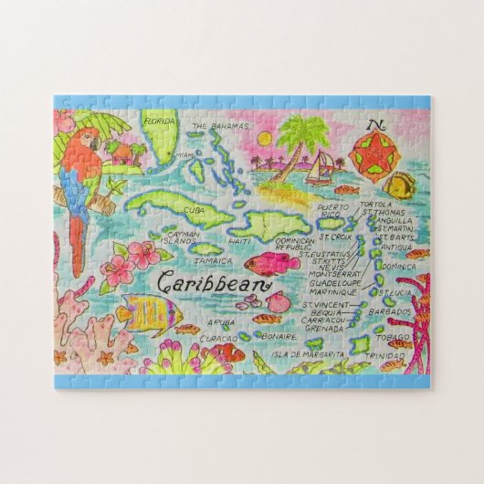 Farbige illustrierte 11x14 Inseln Puzzle (Horizontal)