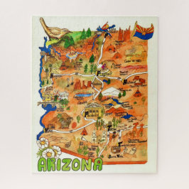 Farbige illustrierte 16x20 Arizona Karte Puzzle