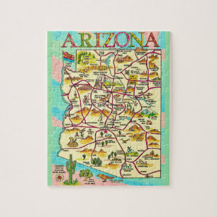 Farbige illustrierte Arizona-Karte Puzzle