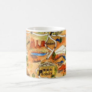 Farbige illustrierte Arizona-Karten-Tasse Kaffeetasse