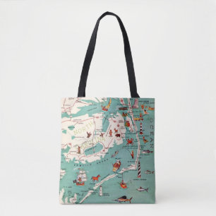 Farbige illustrierte Außenseiter Banks Map Tote Tasche