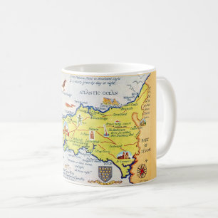 Farbige illustrierte Karte von Cornwall England Ta Kaffeetasse
