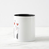 Farbige Illustrierte Niedliche Katzen Valentinstag Tasse (Zentrum)