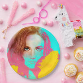 Farbige illustrierte Papierplatte - intensiv Pappteller (Party)