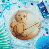 Farbige illustrierte Papierplatte - Teddy Pappteller (Party)