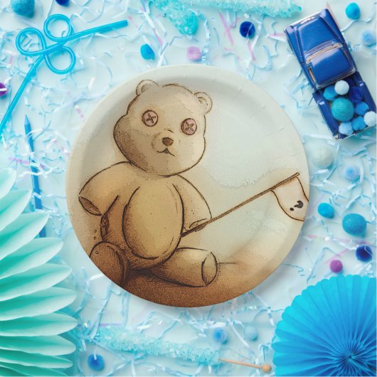 Farbige illustrierte Papierplatte - Teddy Pappteller (Party)
